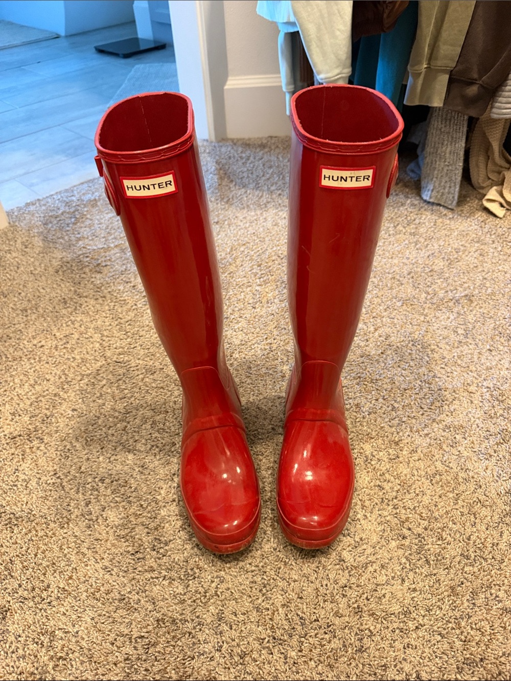 Hunter Glossy Red Women's Tall Rain Boots